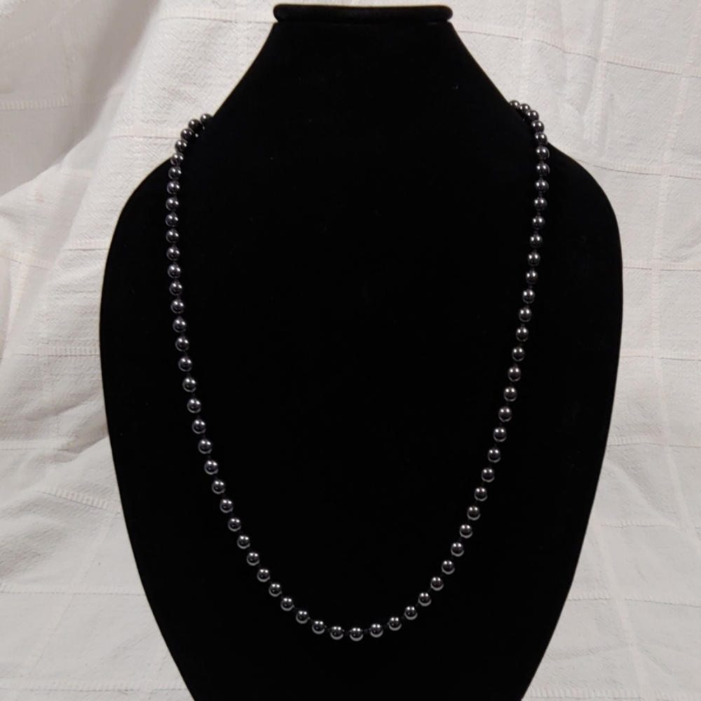32" Hematite Bead Necklace